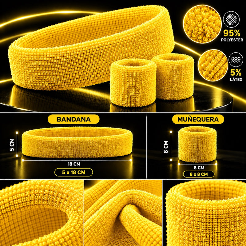 Diadema y muñequeras amarillo