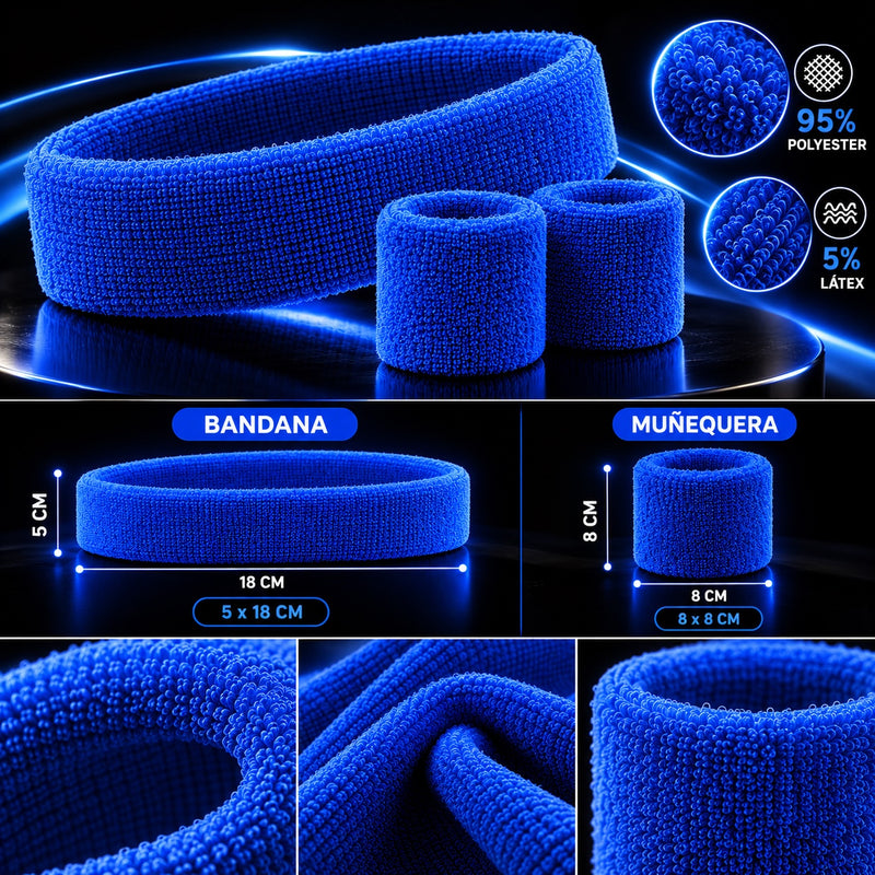 Diadema y muñequeras azul rey