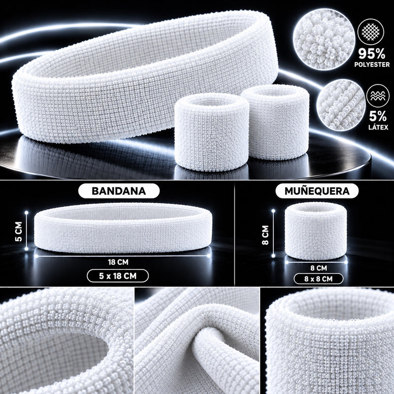 Diadema y muñequeras blanco