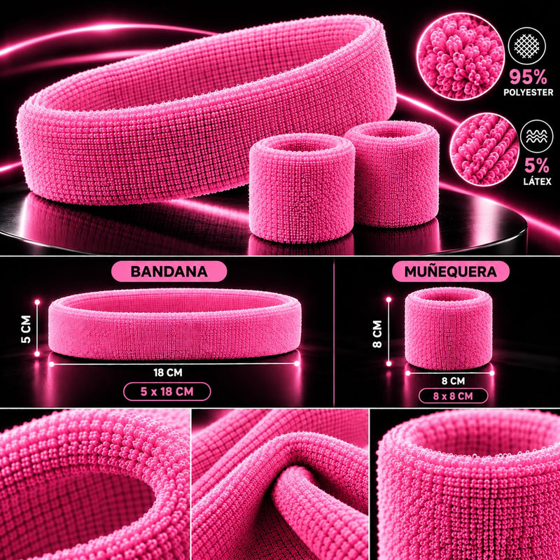 Diadema y muñequeras fucsia