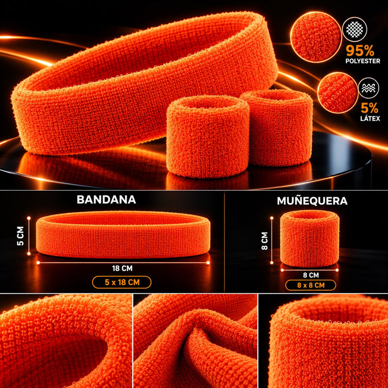 Diadema y muñequeras naranja