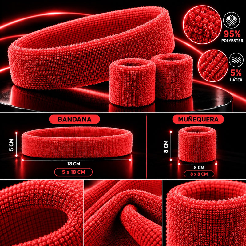 Diadema y muñequeras rojo