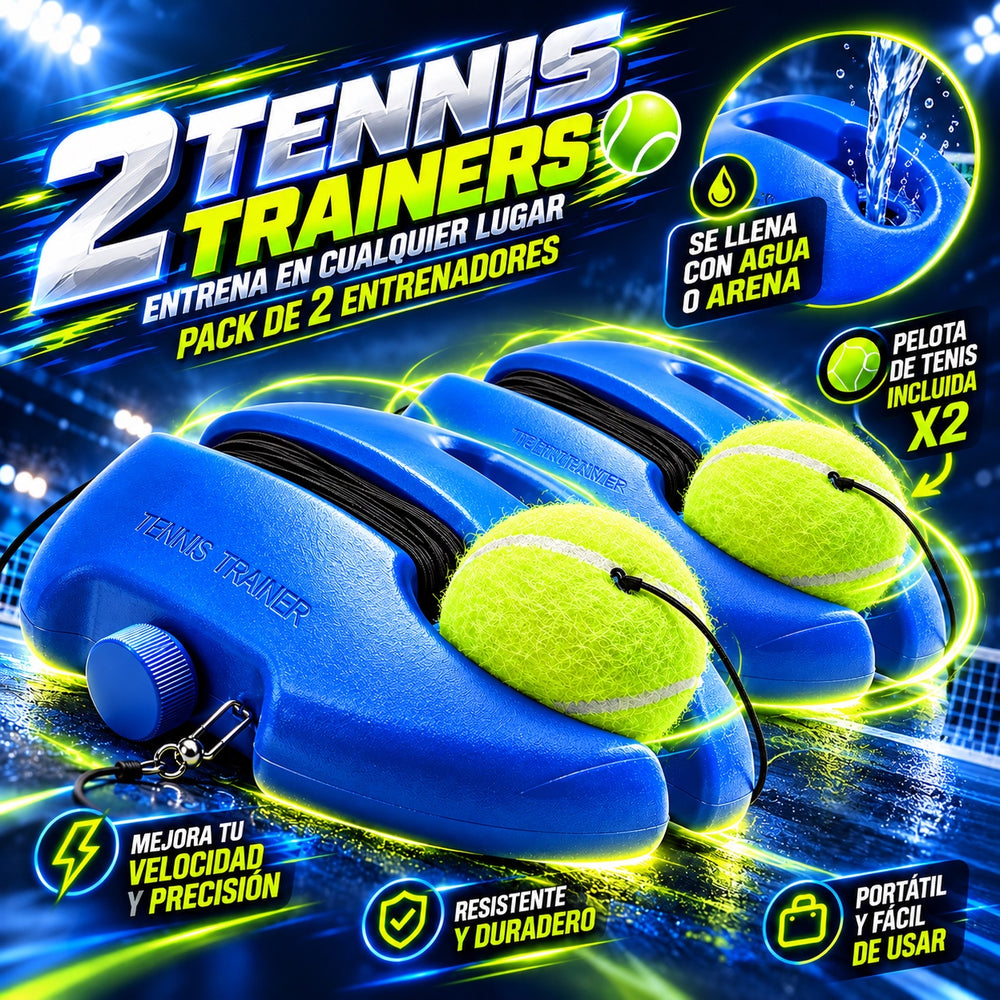 Pack de 2 entrenadores de tenis con pelotas