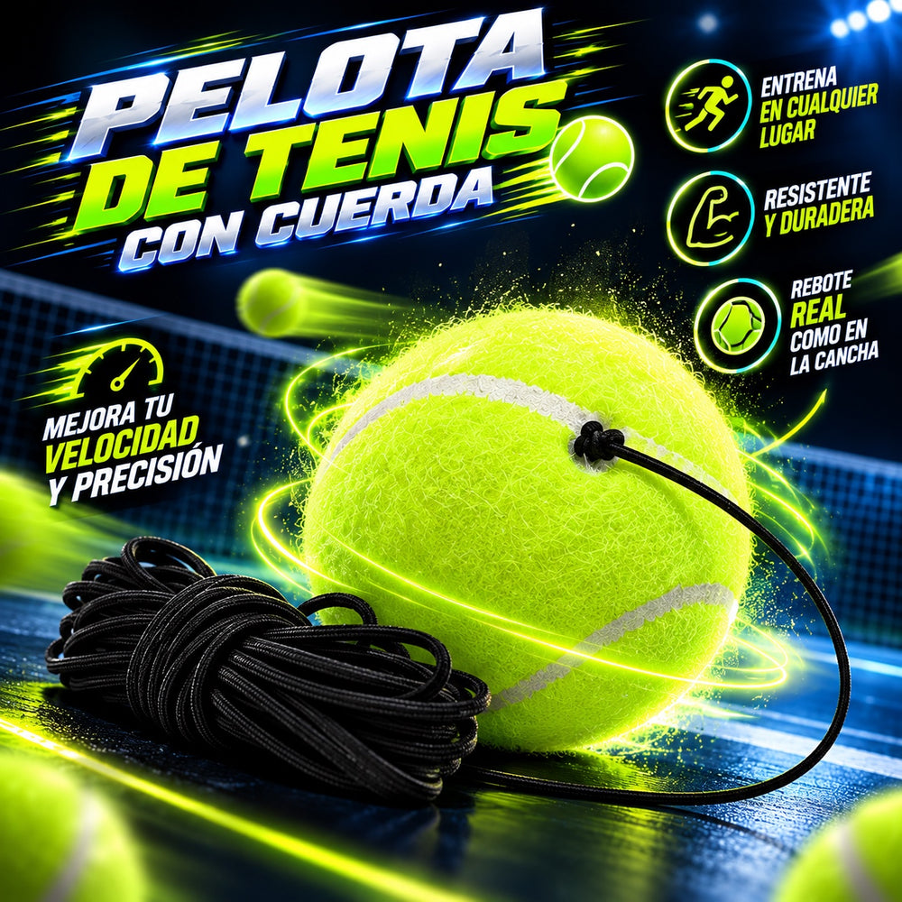 Pelota de tenis con cuerda elástica