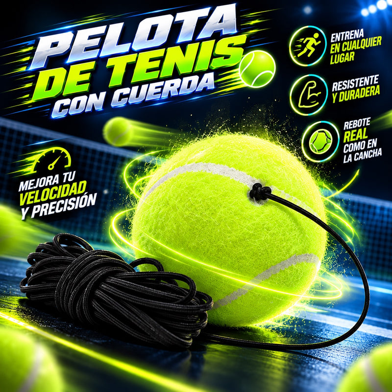 Pelota de tenis con cuerda elástica